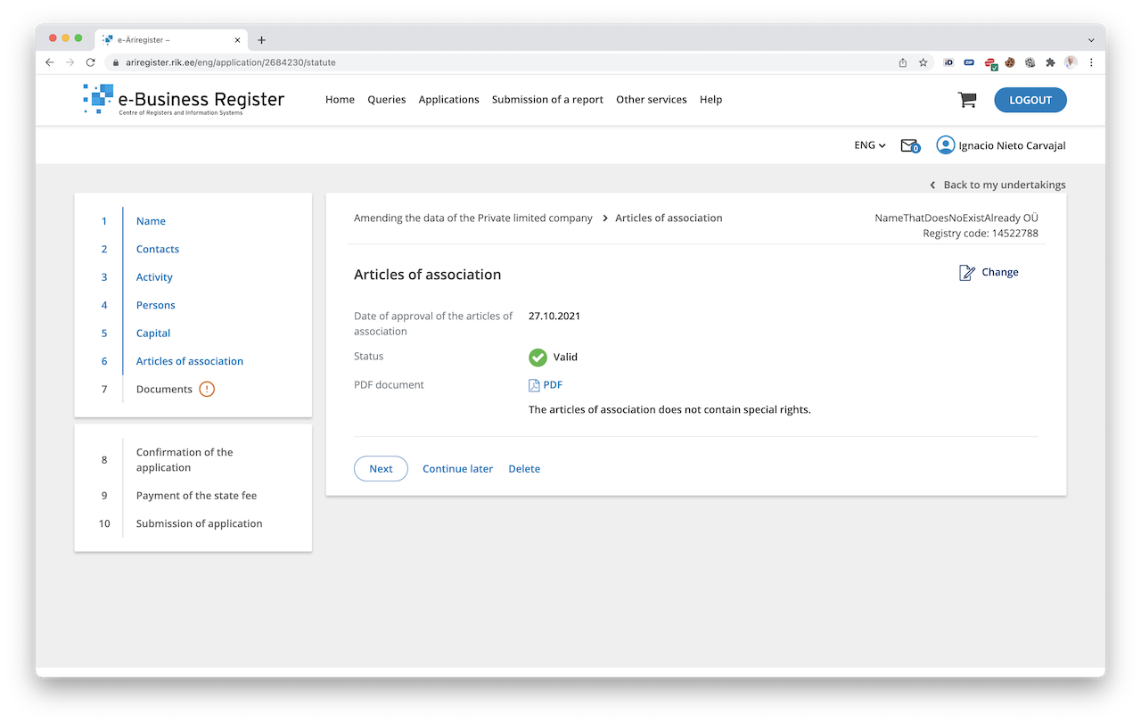 Articles of Association