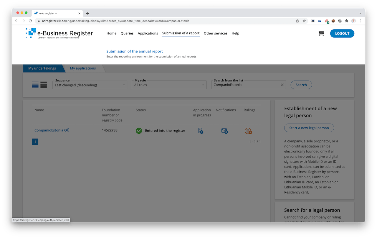 submission of report