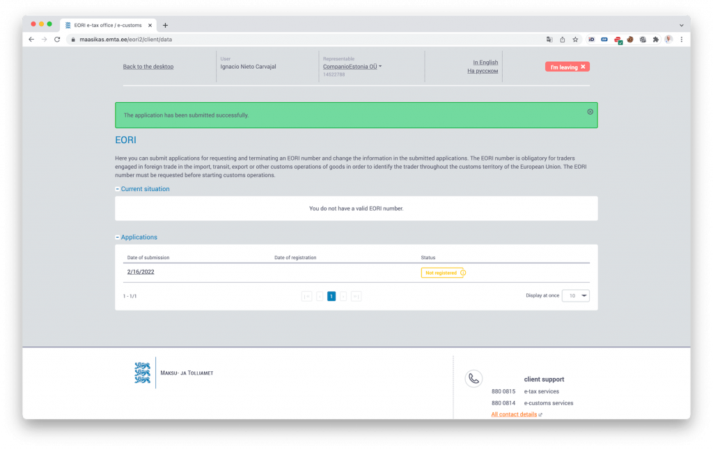 EORI application